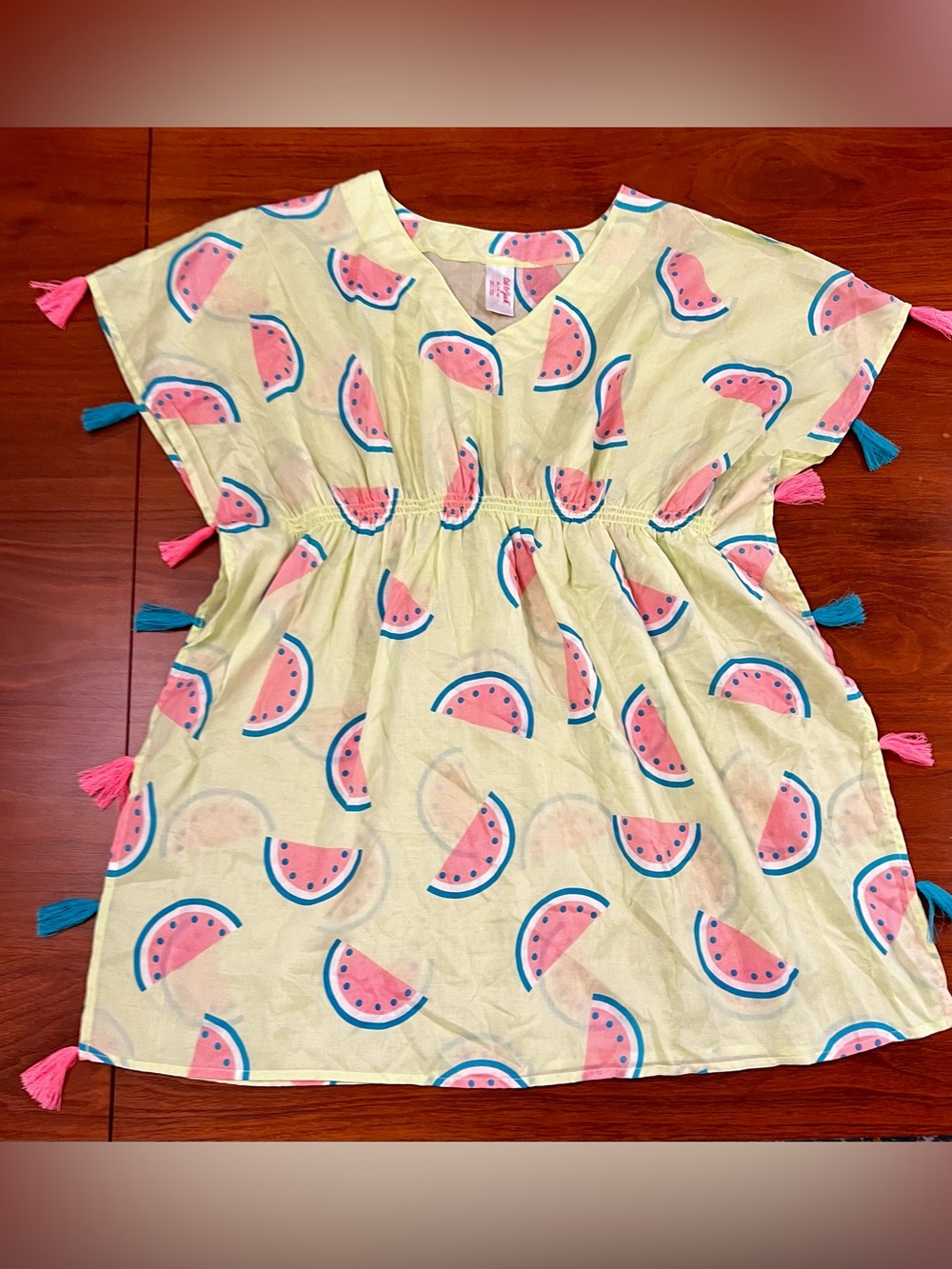 Cat & Jack Yellow Watermelon Print Dress with Pink & Blue Accents